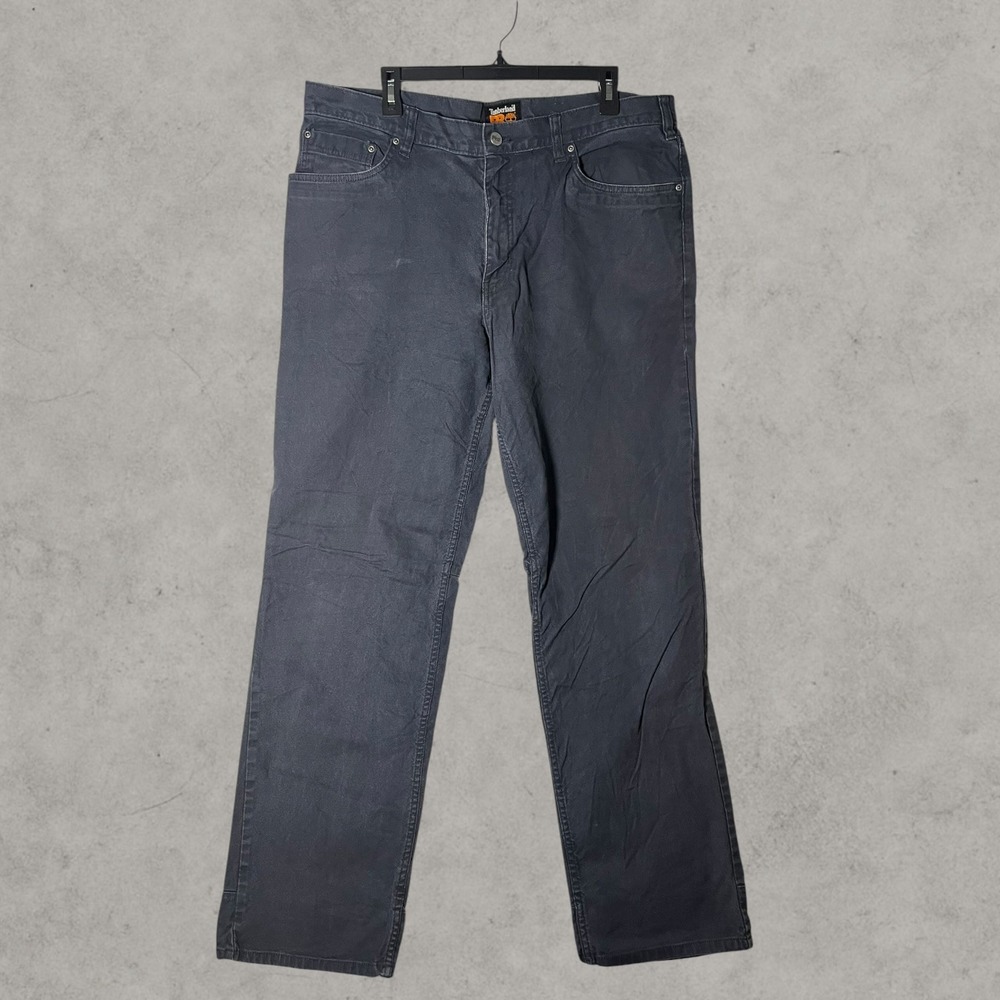 Timberland PRO Mens Work Pants Dark Gray Canvas Straight Leg Trousers 38x34